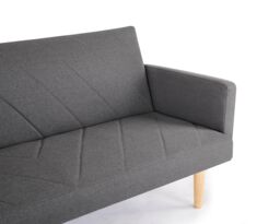 Home Detail Ryan Fabric Sofa Bed With V-Shaped Fabric Detail Square Armrests & Wooden Legs in Dark Grey - thumbnail 2