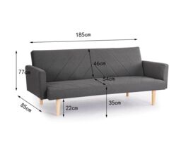 Home Detail Ryan Fabric Sofa Bed With V-Shaped Fabric Detail Square Armrests & Wooden Legs in Dark Grey - thumbnail 5