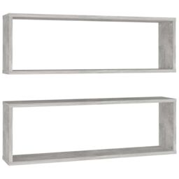 Berkfield Home Wall Cube Shelf 2 pcs Concrete Grey 80x15x26.5 cm Engineered Wood - thumbnail 2