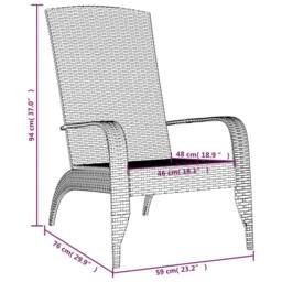 Berkfield Home Garden Adirondack Chair Black Poly Rattan - thumbnail 7