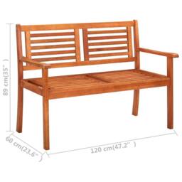 Berkfield Home 2-Seater Garden Bench 120 cm Solid Eucalyptus Wood in Brown - thumbnail 6