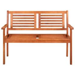 Berkfield Home 2-Seater Garden Bench 120 cm Solid Eucalyptus Wood in Brown - thumbnail 2