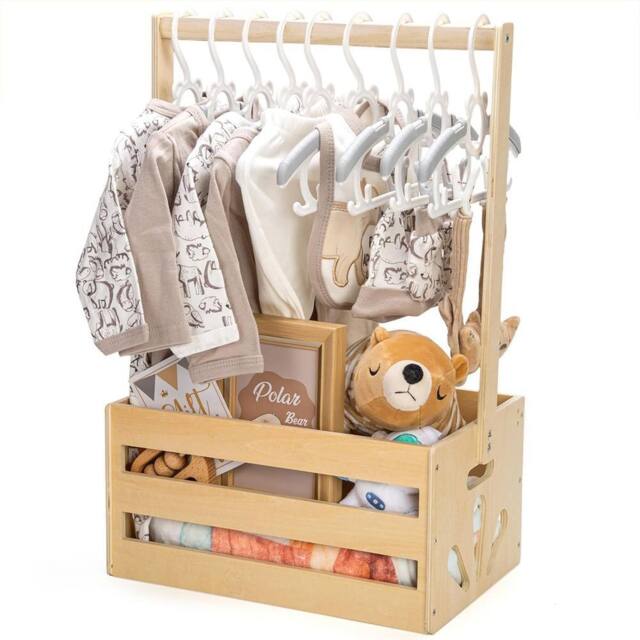 Kelvenix Wooden Baby Shower Basket with Handle Baby Basket Pregnancy New in Tan - image 1