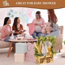 Kelvenix Wooden Baby Shower Basket with Handle Baby Basket Pregnancy New in Tan - thumbnail 3