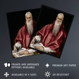 "Artery8 Portrait of Saint Jerome as a Scholar El Greco Framed Wall Art Print - Size: W12"" x H16""" - thumbnail 2
