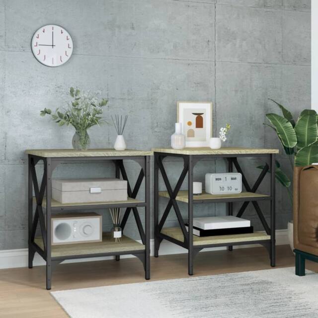 Berkfield Home Side Tables 2 pcs Sonoma Oak 40x42x50 cm Engineered Wood in Brown - Size: 40 x 42 x 50 cm - image 1