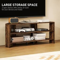 STILVORA Corner TV Stand with 2 Open Shelves for 47 Inch TV in Dark Brown - thumbnail 7