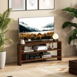 STILVORA Corner TV Stand with 2 Open Shelves for 47 Inch TV in Dark Brown - thumbnail 8