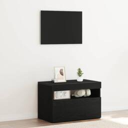 Berkfield Home Bedside Cabinet with LED Lights Black Oak 60x35x40 cm Engineered Wood - Size: 60 x 35 x 40 cm - thumbnail 2