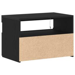 Berkfield Home Bedside Cabinet with LED Lights Black Oak 60x35x40 cm Engineered Wood - Size: 60 x 35 x 40 cm - thumbnail 9