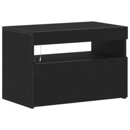 Berkfield Home Bedside Cabinet with LED Lights Black Oak 60x35x40 cm Engineered Wood - Size: 60 x 35 x 40 cm - thumbnail 5