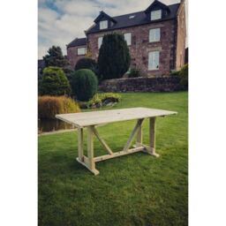 Churnet Valley Garden Furniture Ltd Clover Table - Pressure Treated Timber - Partially Assembled in Brown - thumbnail 1