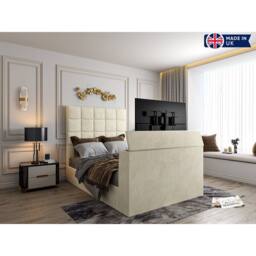 KDMD Luther Upholstered Cream TV Bed Frame - Size: Single - thumbnail 7