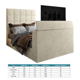 KDMD Luther Upholstered Cream TV Bed Frame - Size: Single - thumbnail 6