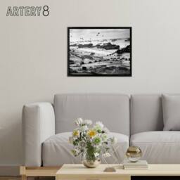 "Artery8 WWII War US Landing Ships Omaha Beach D Day Framed Canvas Wall Art Print in Grey - Size: W18"" x H24""" - thumbnail 3