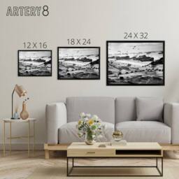"Artery8 WWII War US Landing Ships Omaha Beach D Day Framed Canvas Wall Art Print in Grey - Size: W18"" x H24""" - thumbnail 4
