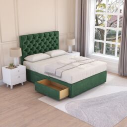 Sloomy Mayfair Plush Velvet Memory Foam Bed Set With 4 Drawers, Mattress & Headboard in Emerald - Size: King - thumbnail 2