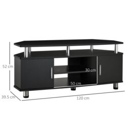 HOMCOM TV Unit Cabinet with Storage Shelves Entertainment Center Black - thumbnail 3