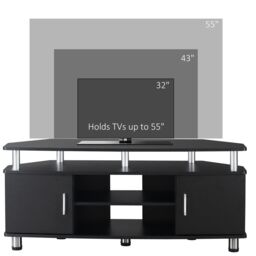 HOMCOM TV Unit Cabinet with Storage Shelves Entertainment Center Black - thumbnail 4
