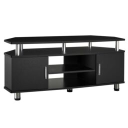 HOMCOM TV Unit Cabinet with Storage Shelves Entertainment Center Black - thumbnail 2