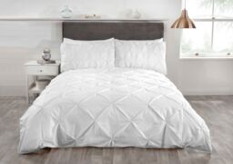 Rapport Home Pintuck Balmoral Duvet Cover Set in White - Size: Single - thumbnail 1