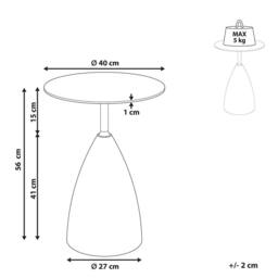 Wyld and Coco Compact Round Side Table Marble Effect Base Gold Accent Tempered in White - thumbnail 4