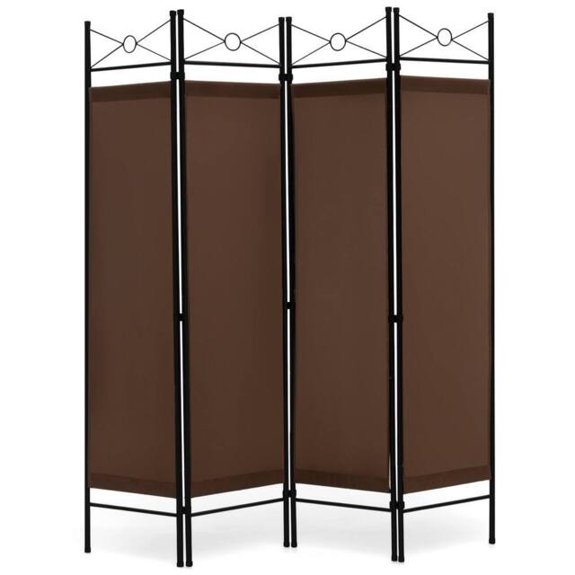 Costway 4 Panels Folding Room Divider Lightweight Wall Partition 182CM Privacy Screen in Brown - image 1