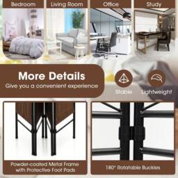 Costway 4 Panels Folding Room Divider Lightweight Wall Partition 182CM Privacy Screen in Brown - thumbnail 6