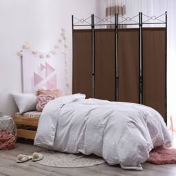 Costway 4 Panels Folding Room Divider Lightweight Wall Partition 182CM Privacy Screen in Brown - thumbnail 4
