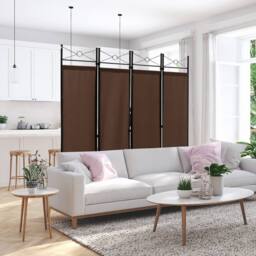 Costway 4 Panels Folding Room Divider Lightweight Wall Partition 182CM Privacy Screen in Brown - thumbnail 5