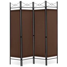 Costway 4 Panels Folding Room Divider Lightweight Wall Partition 182CM Privacy Screen in Brown - thumbnail 1