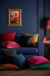 Laurence Llewelyn-Bowen 'Amory' Luxe Velvet Filled Cushion in Fuchsia - Size: 43 cm x 43 cm - thumbnail 3