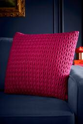 Laurence Llewelyn-Bowen 'Amory' Luxe Velvet Filled Cushion in Fuchsia - Size: 43 cm x 43 cm - thumbnail 1