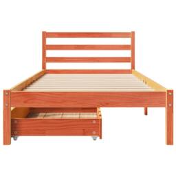 Berkfield Home Bed Frame without Mattress Wax Brown 90x200 cm Solid Wood Pine - thumbnail 4