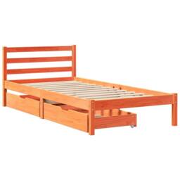 Berkfield Home Bed Frame without Mattress Wax Brown 90x200 cm Solid Wood Pine - thumbnail 3