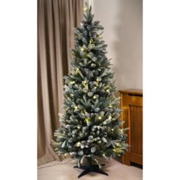 mysmartbuy Pop-Up Pre-Lit Frosted Pine Christmas Tree with Warm White LEDs & Timer in Green - Size: 7ft - thumbnail 4