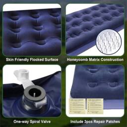 KORVIXA Portable Inflatable Air Bed Mattress in Blue - Size: Single - thumbnail 4