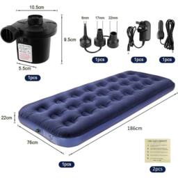 KORVIXA Portable Inflatable Air Bed Mattress in Blue - Size: Single - thumbnail 2
