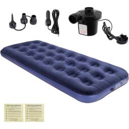 KORVIXA Portable Inflatable Air Bed Mattress in Blue - Size: Single