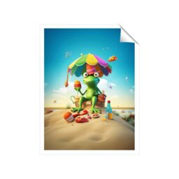 "Warren Reed - Designer Frog On A Beach Holiday Unframed Art Print - Size: W24"" x H36""" - thumbnail 2