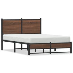 Berkfield Home Metal Bed Frame without Mattress Brown Oak 120x190 cm Small Double - thumbnail 2