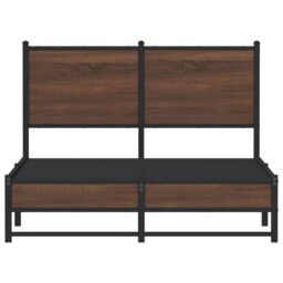 Berkfield Home Metal Bed Frame without Mattress Brown Oak 120x190 cm Small Double - thumbnail 5