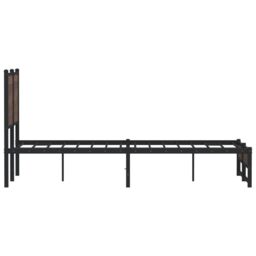 Berkfield Home Metal Bed Frame without Mattress Brown Oak 120x190 cm Small Double - thumbnail 6