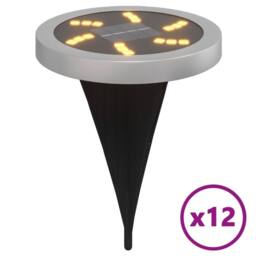 Berkfield Home Solar Ground Lights with Ground Spikes Outdoor 12 pcs Warm White in Black - thumbnail 2