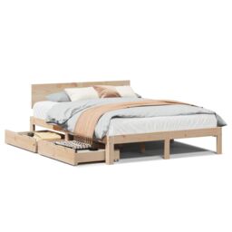 Berkfield Home Bed Frame with Drawers without Mattress 120x200 cm in Brown - Size: Small Double - thumbnail 2