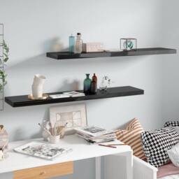 Berkfield Home Durable Floating Wall Shelves 2 pcs High Gloss Black 120x23.5x3.8 - thumbnail 2