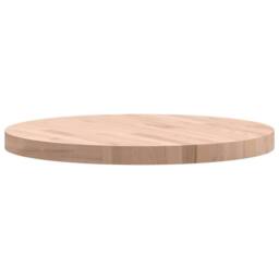 Berkfield Home Table Top Ã˜60x4 cm Round Solid Wood Beech in Light Tan - Size: 60x4 cm - thumbnail 5