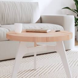 Berkfield Home Table Top Ã˜60x4 cm Round Solid Wood Beech in Light Tan - Size: 60x4 cm - thumbnail 2