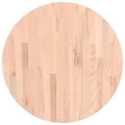 Berkfield Home Table Top Ã˜60x4 cm Round Solid Wood Beech in Light Tan - Size: 60x4 cm - thumbnail 3
