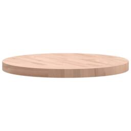 Berkfield Home Table Top Ã˜60x4 cm Round Solid Wood Beech in Light Tan - Size: 60x4 cm - thumbnail 6